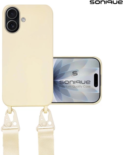 Θήκη Σιλικόνης με Strap CarryHang Sonique Apple iPhone 17 Μπεζ