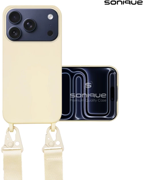 Θήκη Σιλικόνης με Strap CarryHang Sonique Apple iPhone 17 Pro Max Μπεζ