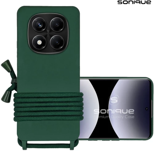 Θήκη Σιλικόνης με Κορδόνι CarryHang Sonique Xiaomi Redmi Note 14 Pro 4G Πράσινο Σκούρο
