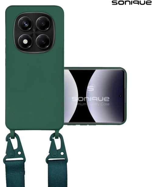 Θήκη Σιλικόνης με Strap CarryHang Sonique Xiaomi Redmi Note 14 Pro 4G Πράσινο Σκούρο
