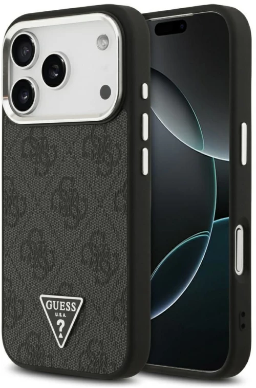 Guess Case For Iphone 17 Pro Compatible With Magsafe Guhmp17Lp4Tsrcmk (Pu 4G W/Triangle Logo Sl) Black