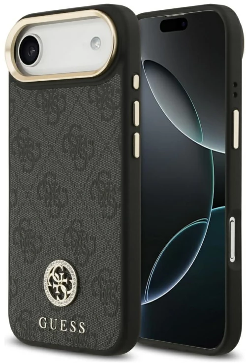 Guess Case For Iphone 17 Air Compatible With Magsafe Guhmp17Mp4Grmdek (Pu W/ 4G Strass Logo) Black