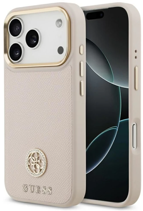 Guess Case For Iphone 17 Pro Compatible With Magsafe Guhmp17Lpgcrmdep (Pu W/ Grained Strass Logo) Pink