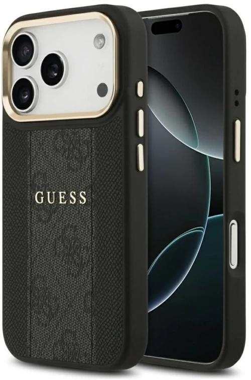 Guess Case For Iphone 17 Pro Compatible With Magsafe Guhmp17Lpg4Semck (Pu W/ 4G Stripe) Black