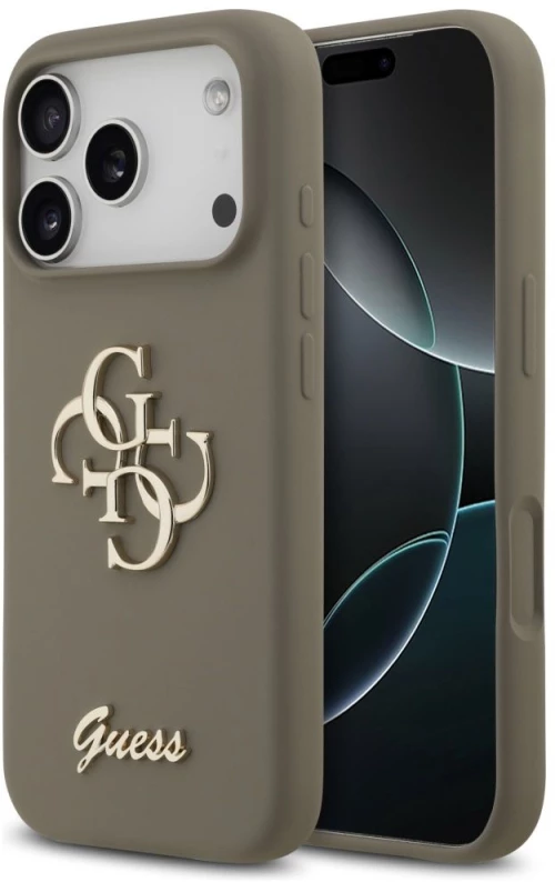 Guess Case For Iphone 17 Pro Guhcp17Lsc4Gsmw (Silicone W/ Big 4G Script) Brown