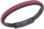 Βραχιόλι Senza Men`s Steel Black  και  Red Leather Strap SSD4258-1BRD