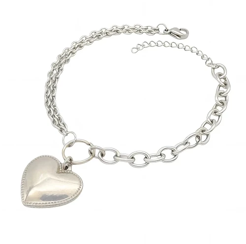 Ατσάλινο Βραχιόλι με Καρδιά (B3471)