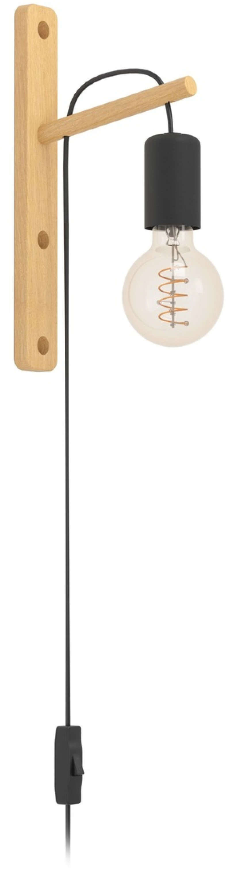 Φωτιστικό Επίτοιχο Eglo 44013 POCKLEY Καφέ (Brown)|Μαύρο Ματ (Black Mat)