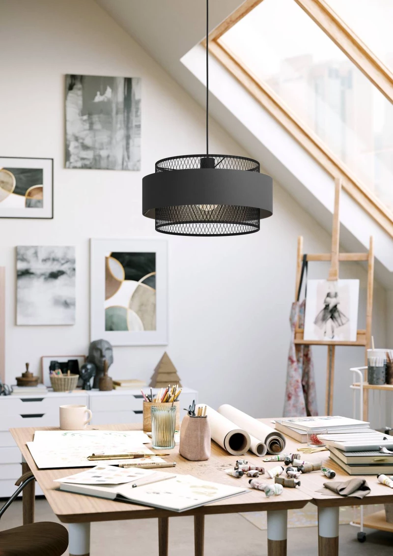 Φωτιστικό Κρεμαστό Eglo 43668 BAZELY Μαύρο Ματ (Black Mat)