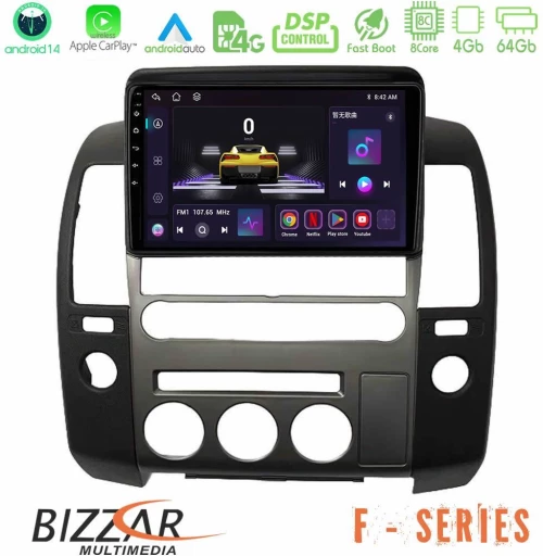 Bizzar f Series 8core Android14 4+64gb   Nissan Navara d40 2006-2012 (με Εργ.οθόνη) Navigation Multimedia Tablet 9" με Carplay & Android Auto u-f-Ns1340