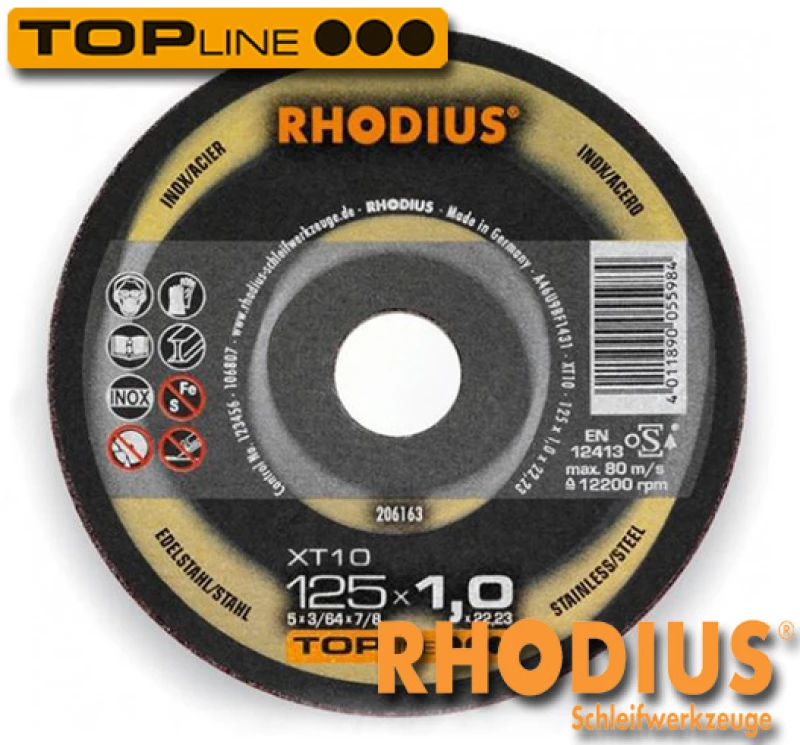 RHODIUS XT10 Φ125 x 1mm Δισκος κοπης ανοξειδωτου 202163