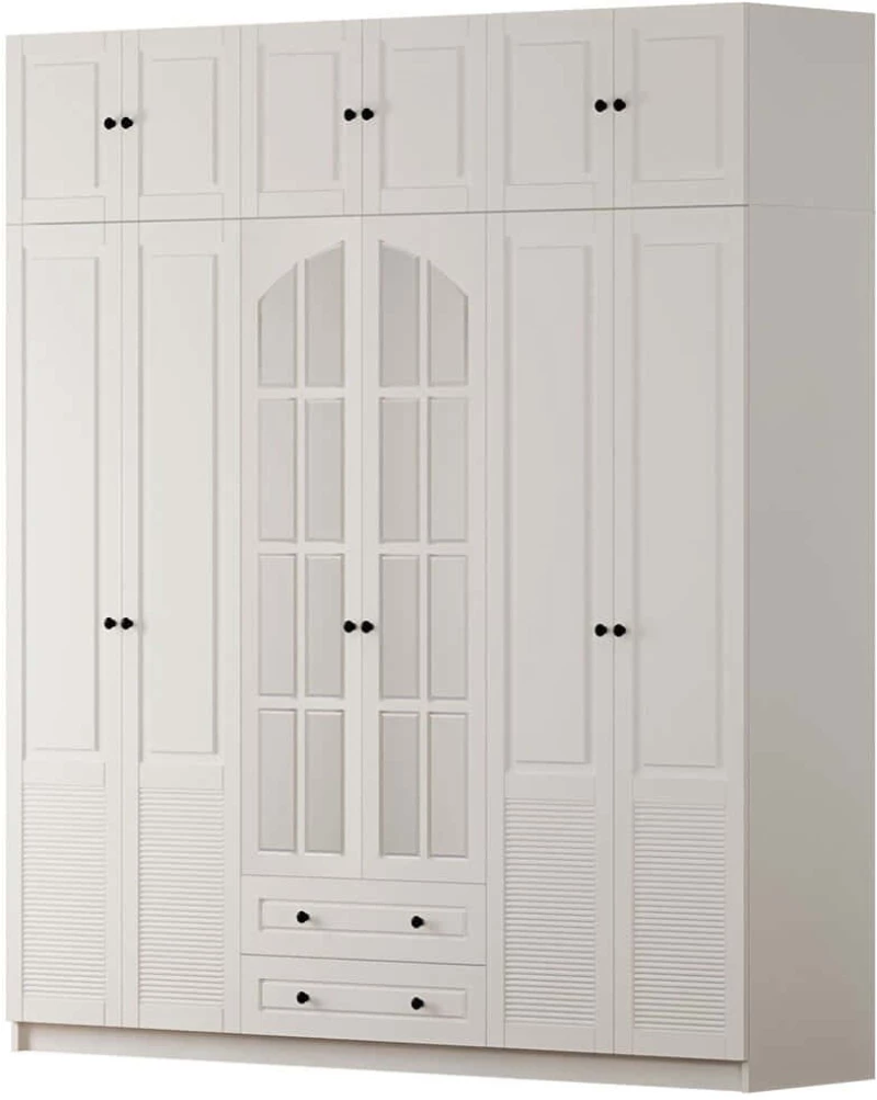 Ντουλάπα Εξάφυλλη Με Πατάρι 167RAB1213 210x52x210cm White Εξάφυλλη