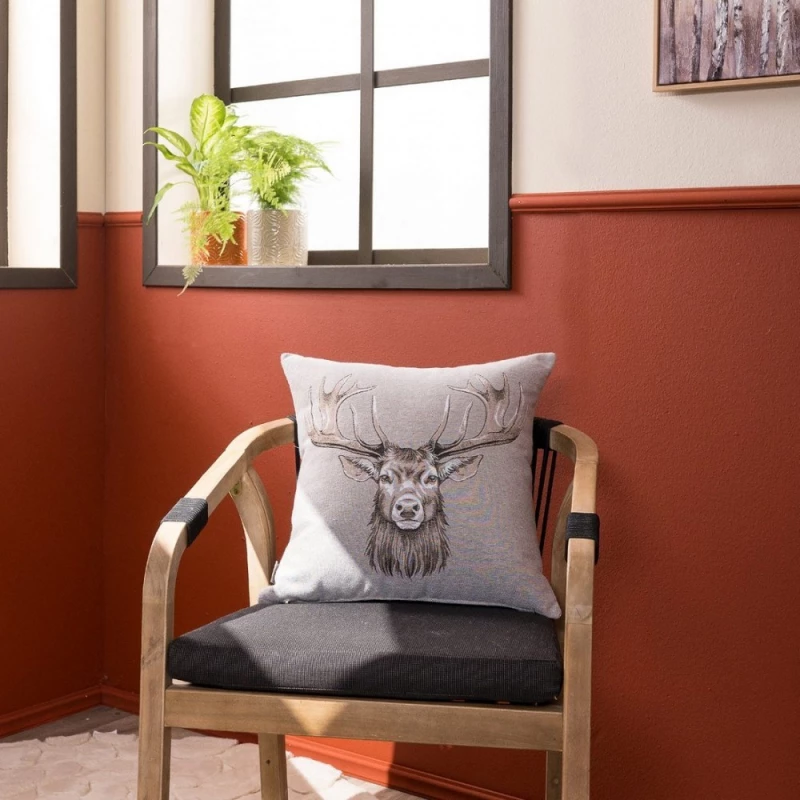 Μαξιλαροθήκη Διακοσμητική Reindeer 11 Grey Teoran 48X48 Βαμβάκι-Πολυέστερ
