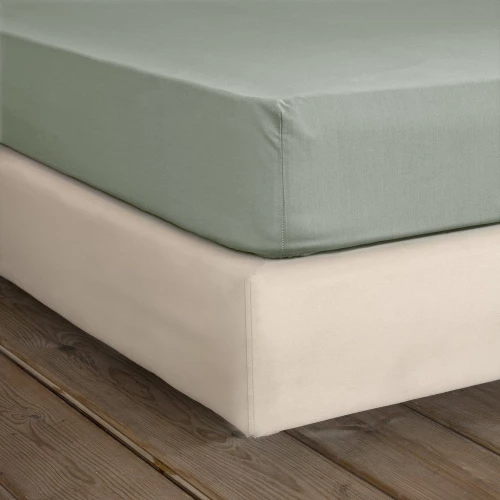 Σεντόνι Unicolors Διπλό Με Λάστιχο Rock Green Nima Διπλό 140x232cm 100% Βαμβάκι