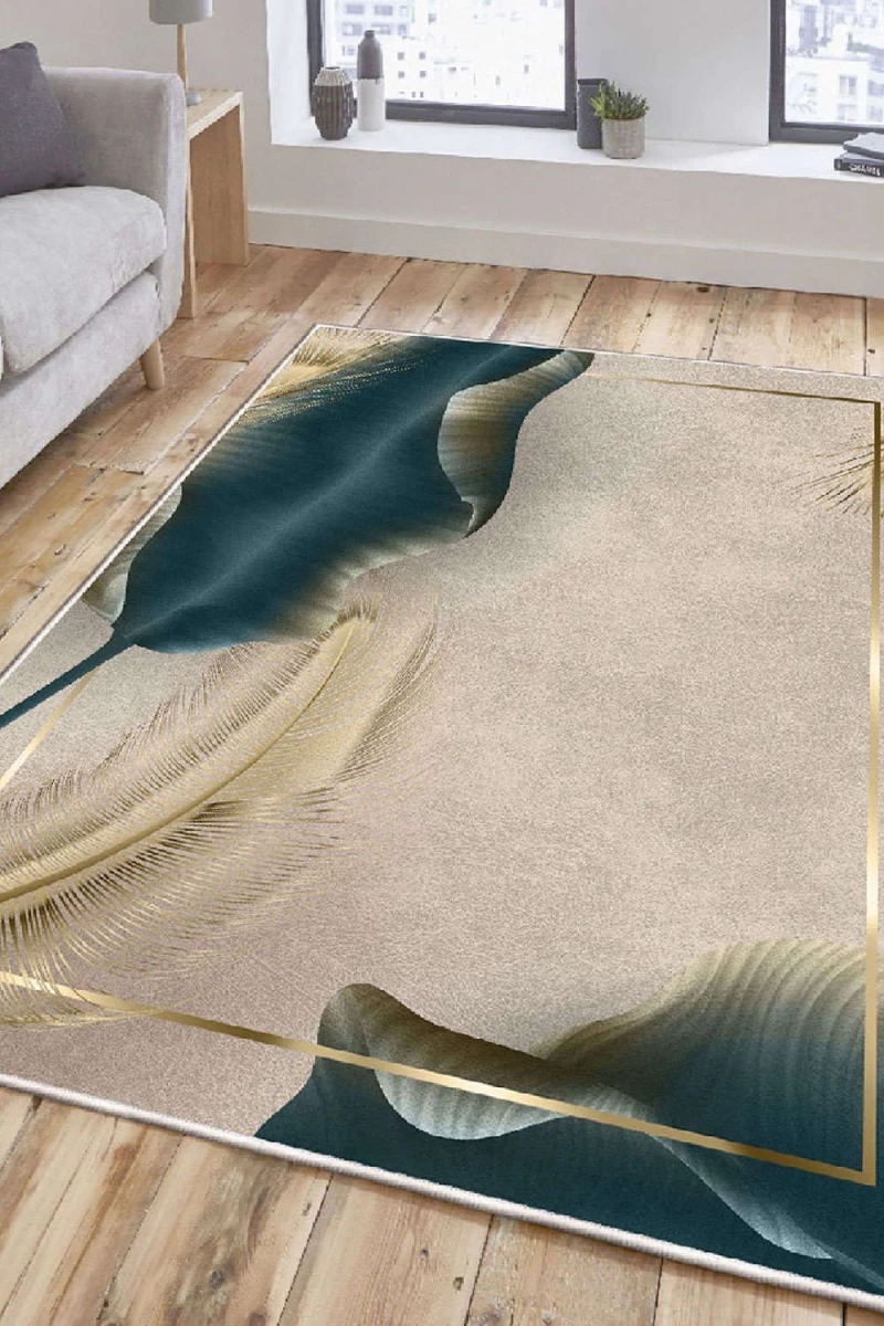 Χαλί Els2435 599HFT4634 Beige-Petrol Conceptum Hypnose 100X200cm