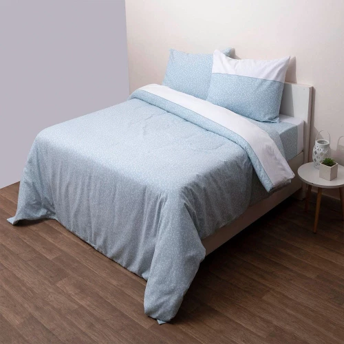 Σεντόνια 2557 Φανελένια Με Λάστιχο (Σετ 3τμχ) Blue Viopros Μονό 100x225cm 100% Βαμβακερή Φανέλα