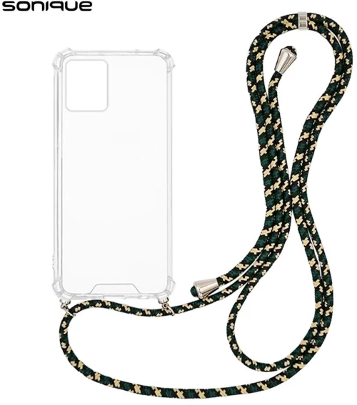 Θήκη Σιλικόνης με Κορδόνι Sonique Armor Clear Motorola Moto G14 4G Rainbow Πράσινο