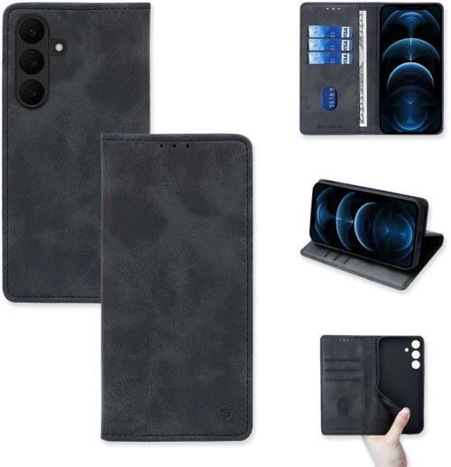 Θήκη Πορτοφόλι Vintage Magnet Wallet Sonique Samsung Galaxy S25 FE Μαύρο