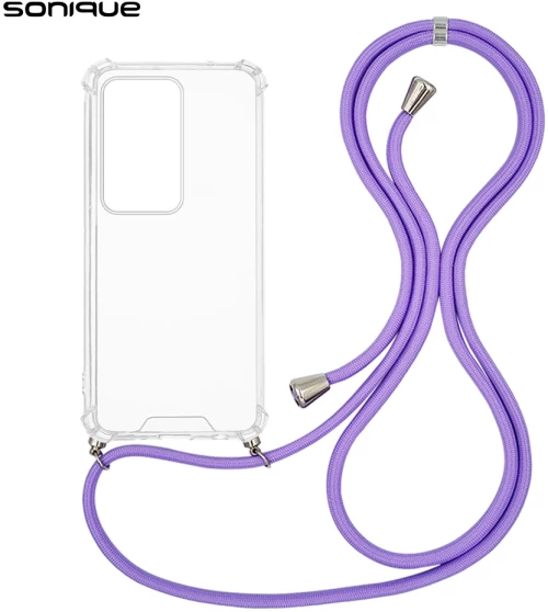 Θήκη Σιλικόνης με Κορδόνι Sonique Armor Clear Xiaomi Redmi 15 4G / Redmi 15 5G Λιλά