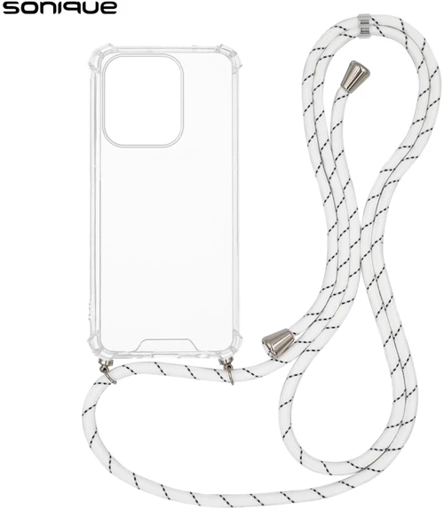 Θήκη Σιλικόνης με Κορδόνι Sonique Armor Clear Xiaomi Redmi 15C 4G / Redmi 15C 5G / Poco C85 4G Rainbow Λευκό