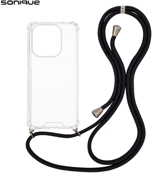 Θήκη Σιλικόνης με Κορδόνι Sonique Armor Clear Oppo A40 Μαύρο