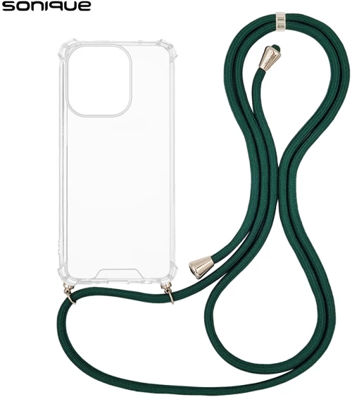 Θήκη Σιλικόνης με Κορδόνι Sonique Armor Clear Oppo A5 Pro 5G Πράσινο Σκούρο