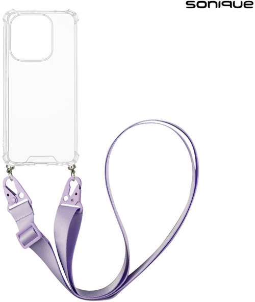 Θήκη Σιλικόνης με Strap Sonique Armor Clear Oppo A40 Λιλά