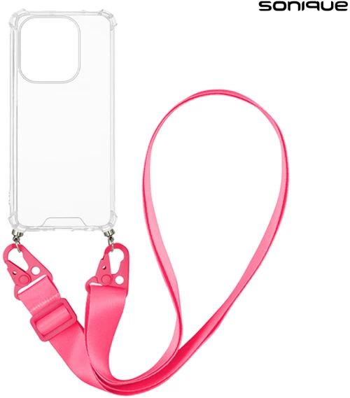 Θήκη Σιλικόνης με Strap Sonique Armor Clear Oppo A40 Φουξ