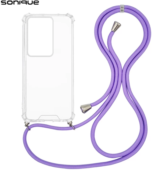 Θήκη Σιλικόνης με Κορδόνι Sonique Armor Clear Oppo A79 5G Λιλά