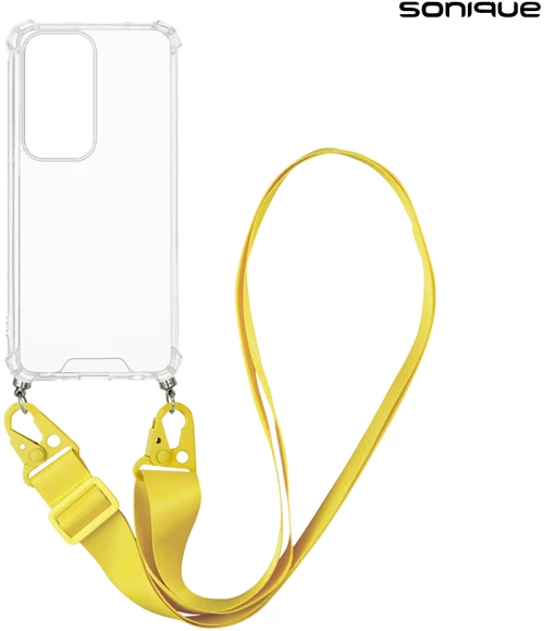 Θήκη Σιλικόνης με Strap Sonique Armor Clear Oppo Reno12 5G Κίτρινο