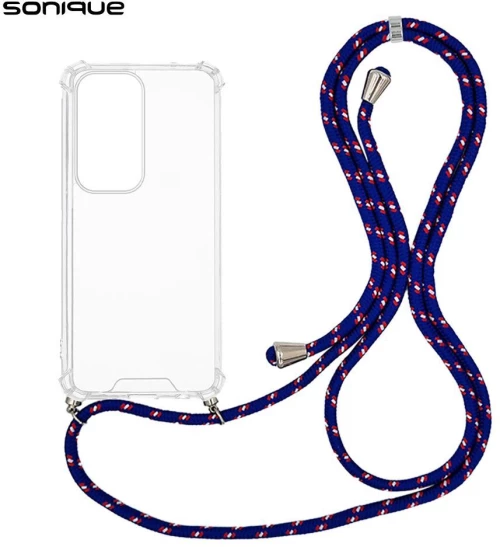 Θήκη Σιλικόνης με Κορδόνι Sonique Armor Clear Oppo Reno12 5G Rainbow Μπλε