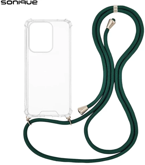 Θήκη Σιλικόνης με Κορδόνι Sonique Armor Clear Oppo Reno13 5G Πράσινο Σκούρο