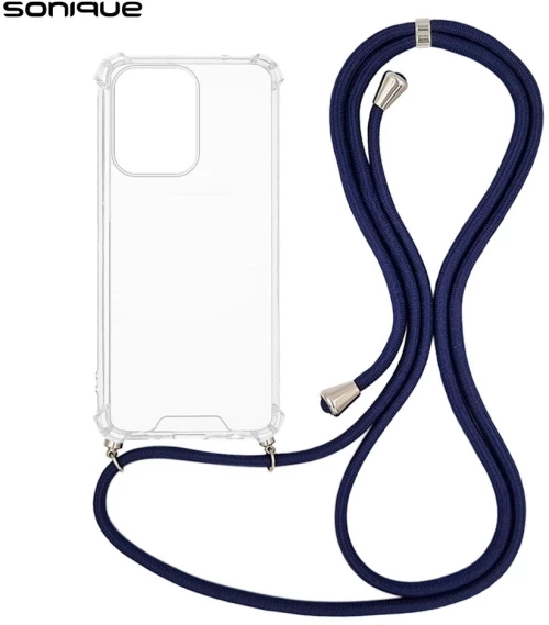 Θήκη Σιλικόνης με Κορδόνι Sonique Armor Clear Oppo Reno13 F 5G / Oppo Reno13 FS 5G Μπλε Σκούρο