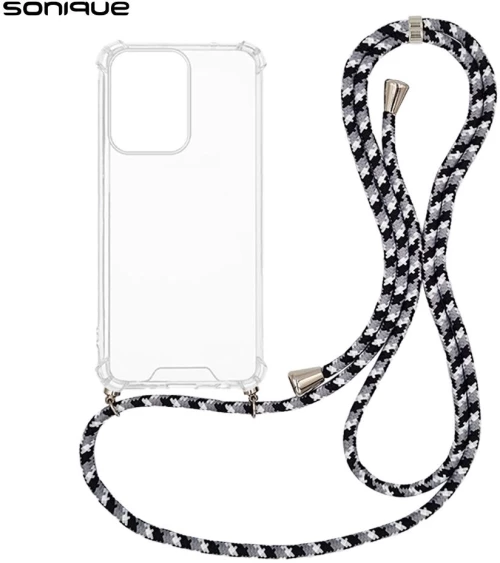 Θήκη Σιλικόνης με Κορδόνι Sonique Armor Clear Oppo Reno13 Pro 5G Rainbow Μαύρο