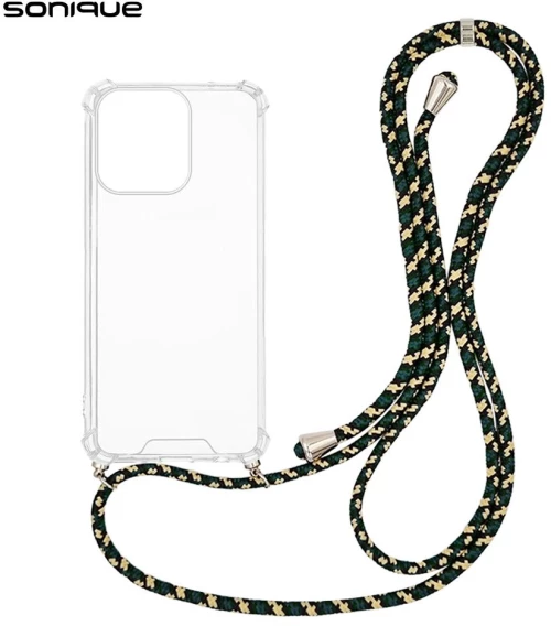 Θήκη Σιλικόνης με Κορδόνι Sonique Armor Clear Oppo Reno14 F 5G Rainbow Πράσινο