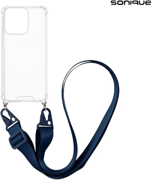 Θήκη Σιλικόνης με Strap Sonique Armor Clear Oppo Reno14 F 5G Μπλε Σκούρο