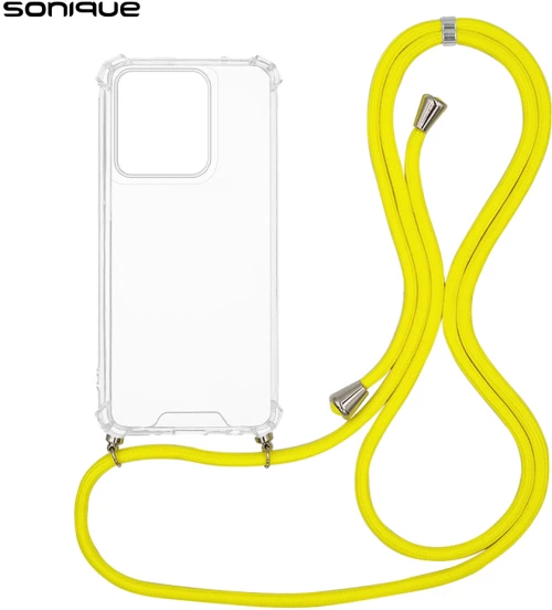 Θήκη Σιλικόνης με Κορδόνι Sonique Armor Clear Motorola Edge 50 Neo 5G Κίτρινο