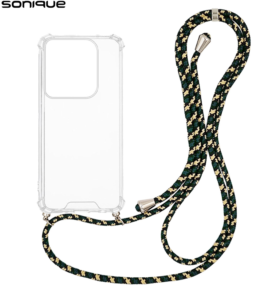 Θήκη Σιλικόνης με Κορδόνι Sonique Armor Clear Motorola Edge 50 Ultra Rainbow Πράσινο