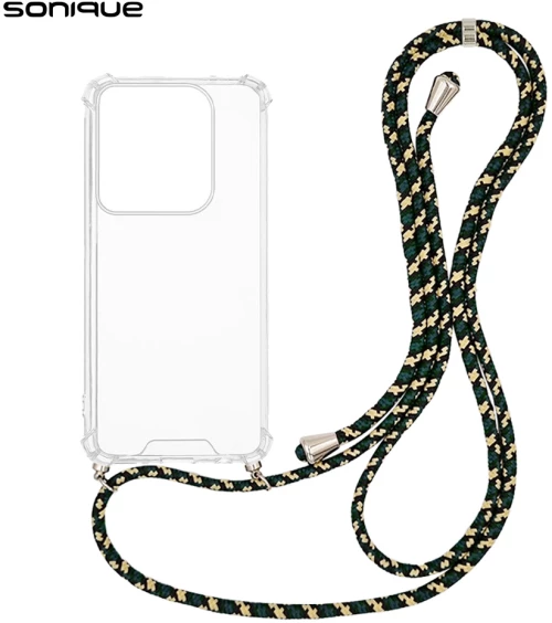 Θήκη Σιλικόνης με Κορδόνι Sonique Armor Clear Motorola Edge 50 Ultra Rainbow Πράσινο