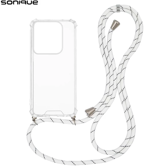 Θήκη Σιλικόνης με Κορδόνι Sonique Armor Clear Motorola Edge 50 Ultra Rainbow Λευκό