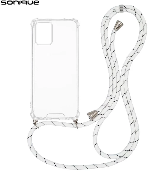 Θήκη Σιλικόνης με Κορδόνι Sonique Armor Clear Motorola Edge 30 Neo 5G Rainbow Λευκό