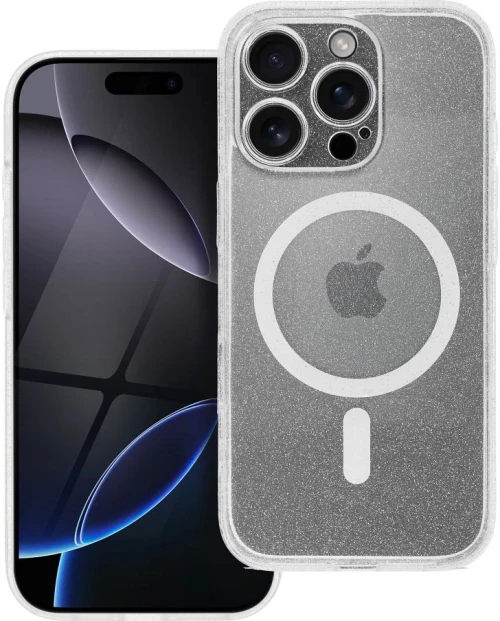 Clear Mag Cover Case With Camera Protection Compatible With Magsafe For Iphone 17 Pro Max Transparent Glitter
