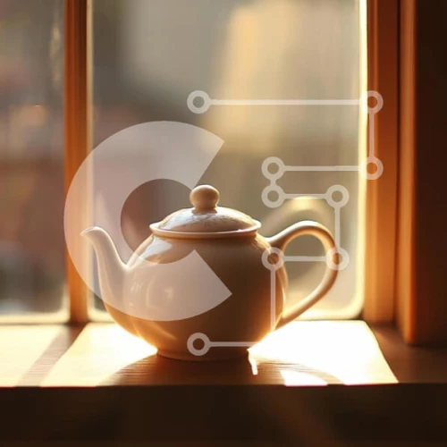 Intra Συλλεκτικό Ξύλινο Παζλ Plywood  4mm - Λευκή τσαγιέρα στο Windowsill Σε Ξύλινο Κουτί - Διαστάσεις: 10x10 cm – 25 κομμάτια