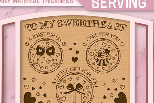 Intra απο ξύλο plywood 3mm-4mm πάχος – Δίσκος σερβιρίσματος του Αγίου Βαλεντίνου. Τρισδιάστατη Δίασταση  20x20 cm INTRAFABR-85845089