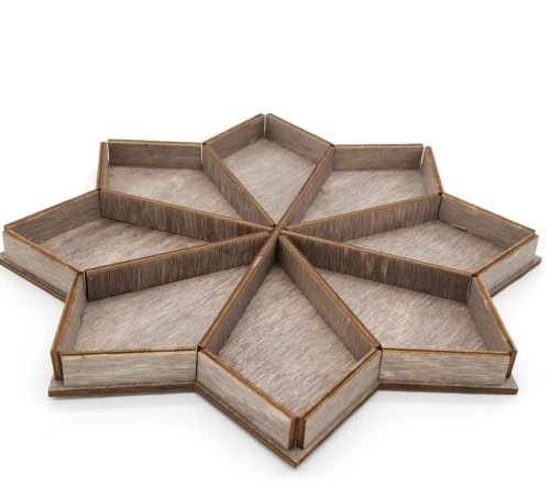 Intra απο ξύλο plywood 3mm-4mm πάχος – ξύλο Οκτάγραμμα Διαιρεμένου δίσκου σερβιρίσματος 40x40 cm INTRAVECTRY-MY556327