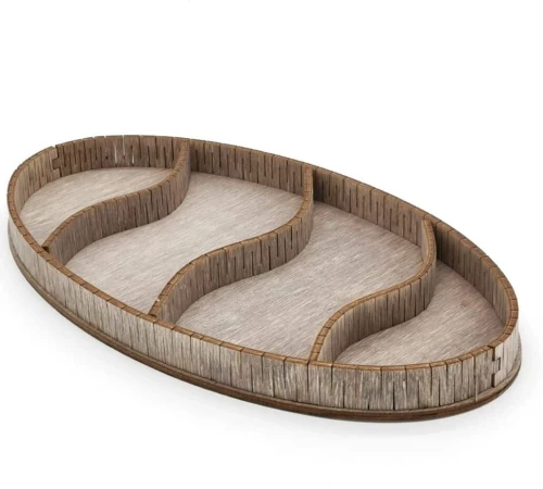 Intra απο ξύλο plywood 3mm-4mm πάχος – Ξύλινη πιατέλα σερβιρίσματος οβάλ σχήματος με λίμα διαμερισμάτων 15x15 cm INTRAVECTRY-MY559111