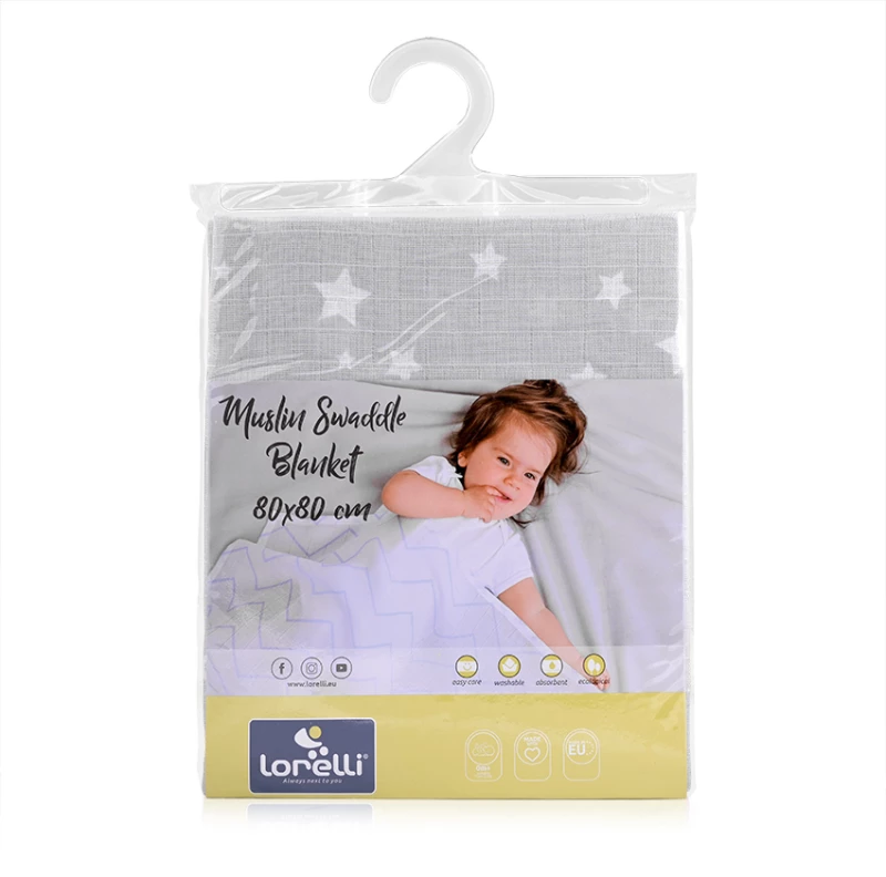 LORELLI ΒΡΕΦΙΚΗ ΠΑΝΑ ΦΑΣΚΙΩΜΑΤΟΣ ΜΟΥΣΕΛΙΝΑ GREY WITH WHITE STARS 10340092308