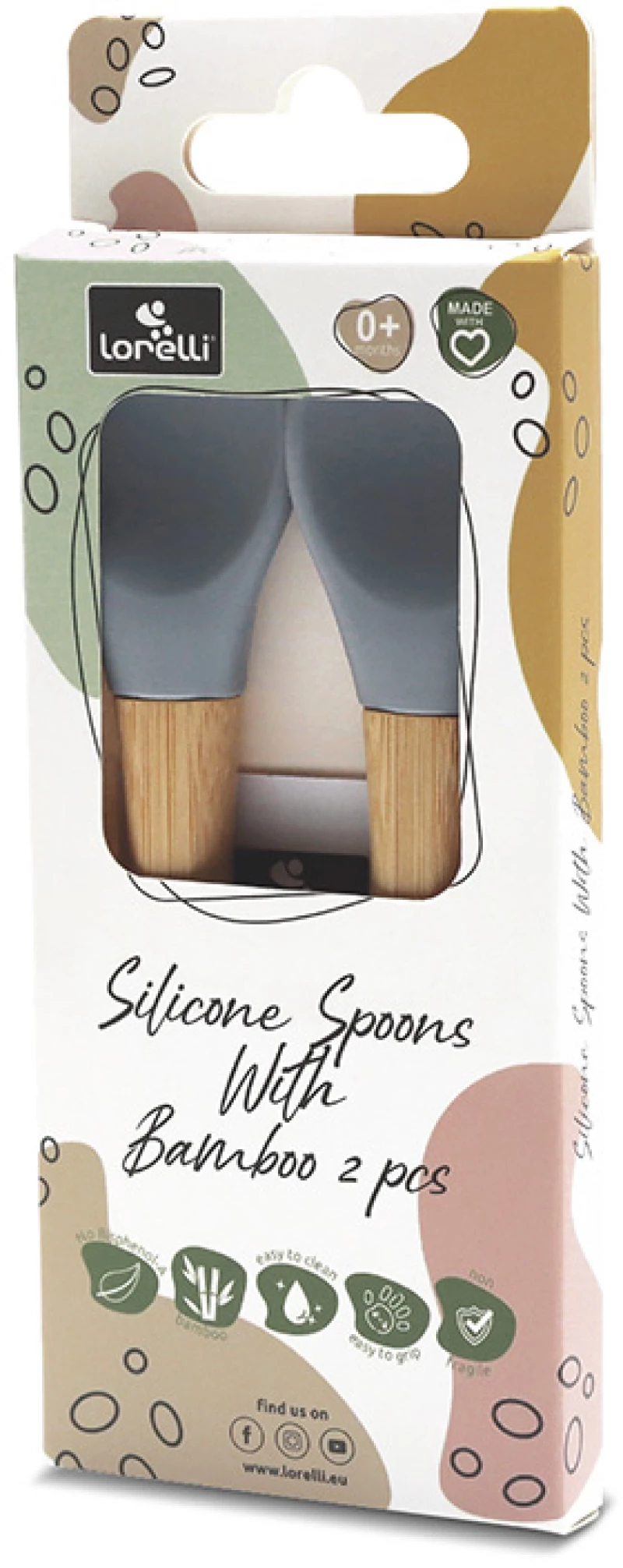 LORELLI ΣΕΤ 2 ΤΕΜ ΚΟΥΤΑΛΑΚΙΑ ΣΙΛΙΚΟΝΗΣ BAMBOO NATURAL GREY 10230680003