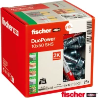 Fischer 535461 Βίδα με βύσμα ναυλον Duopower 10x50 25τεμ