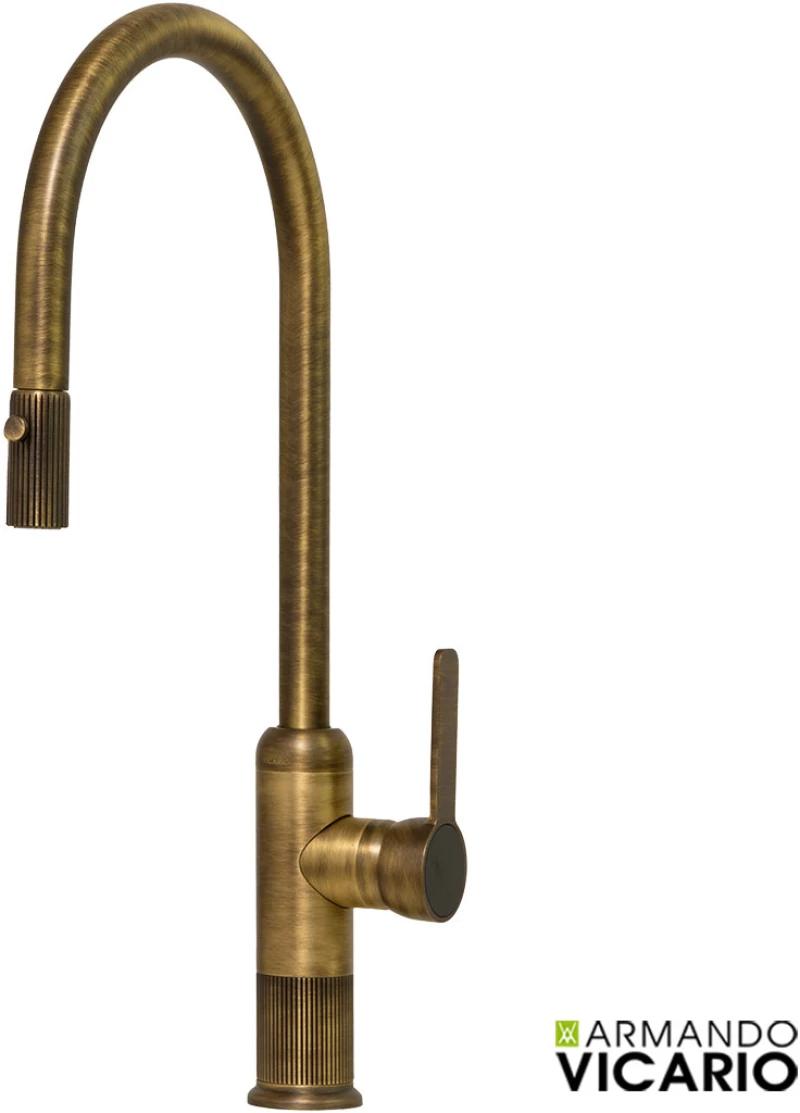 Μπαταρία Νεροχύτη Κουζίνας Lumiere Vicario Antique Brass